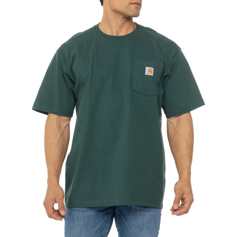 【送料無料】 カーハート メンズ シャツ トップス Carhartt K87 Big and Tall Loose Fit Heavyweight Pocket T-Shirt - Short Sleeve Factory Seconds Hunter Green