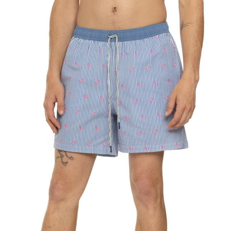 【送料無料】 レインフォレスト メンズ ハーフパンツ・ショーツ 水着 Rainforest Seersucker Volley Shorts - Built-In Brief Pacific Blue