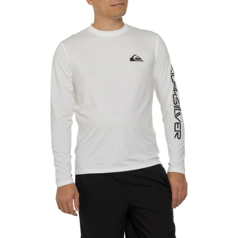 【送料無料】 クイックシルバー メンズ ハーフパンツ・ショーツ 水着 Quiksilver Comp Logo Rash Guard - UPF 50+ Long Sleeve White