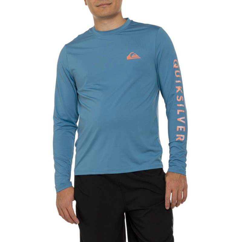 【送料無料】 クイックシルバー メンズ ハーフパンツ・ショーツ 水着 Quiksilver Comp Logo Rash Guard - UPF 50+ Long Sleeve Blue