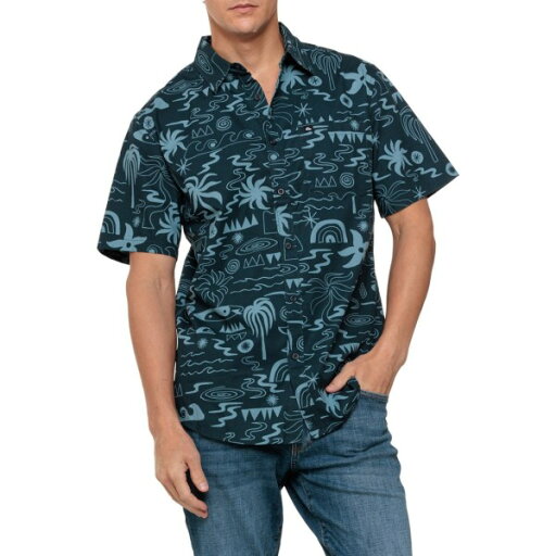 【送料無料】 クイックシルバー メンズ シャツ トップス Quiksilver Tropical Breeze Classic Woven Shirt - Short Sleeve Dark Navy Surf Days 【送料無料】 クイックシルバー メンズ シャツ トップス Quiksilver Tropical Breeze Classic Woven Shirt - Short Sleeve Dark Navy Surf Days