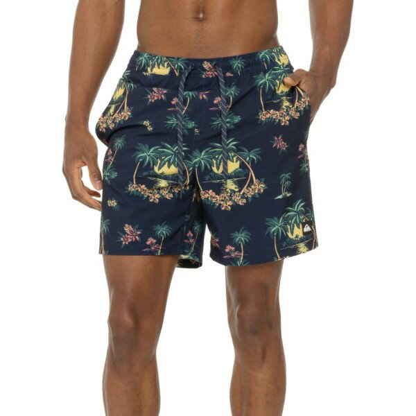 【送料無料】 クイックシルバー メンズ ハーフパンツ・ショーツ 水着 Quiksilver Conrad Island Print Volley Swim Shorts Eclipse