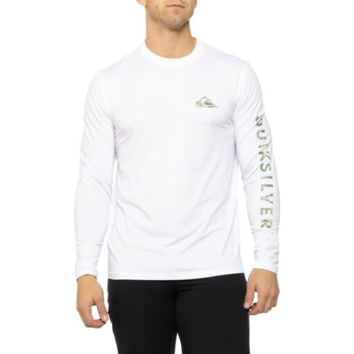 【送料無料】 クイックシルバー メンズ ハーフパンツ・ショーツ 水着 Quiksilver Comp Logo Fill Rash Guard - UPF 50+ Long Sleeve White