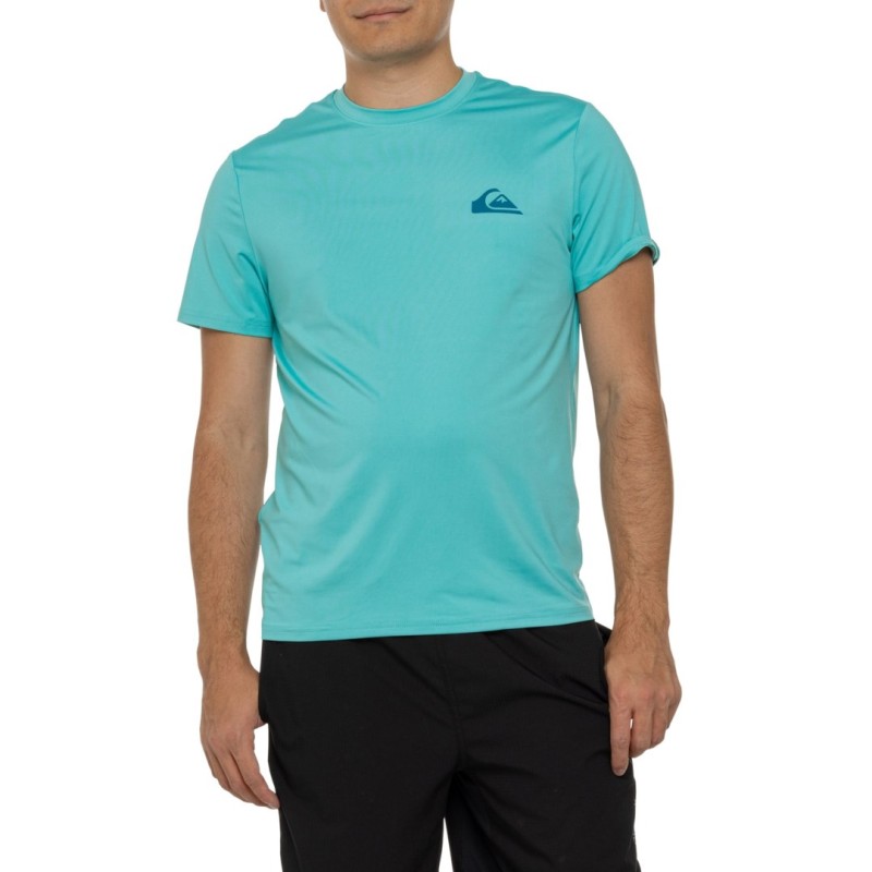 【送料無料】 クイックシルバー メンズ ハーフパンツ・ショーツ 水着 Quiksilver Comp Logo Rash Guard - UPF 50+ Short Sleeve Marine
