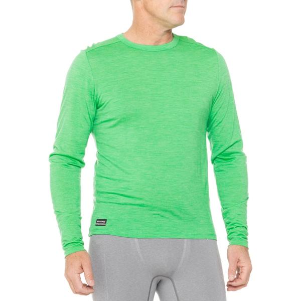 サッカニー メンズ トップス シャツ ウール Saucony Peregrine T-Shirt - Merino Woolong Sleeve Green..
