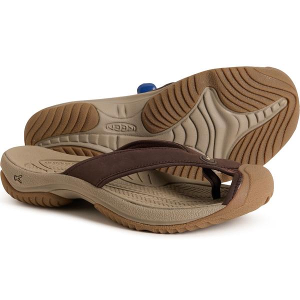 キーン メンズ シューズ サンダル レザー Keen Waimea TG Flip-Flops - Leather (For Men) Java/Plaza Taupe トープ