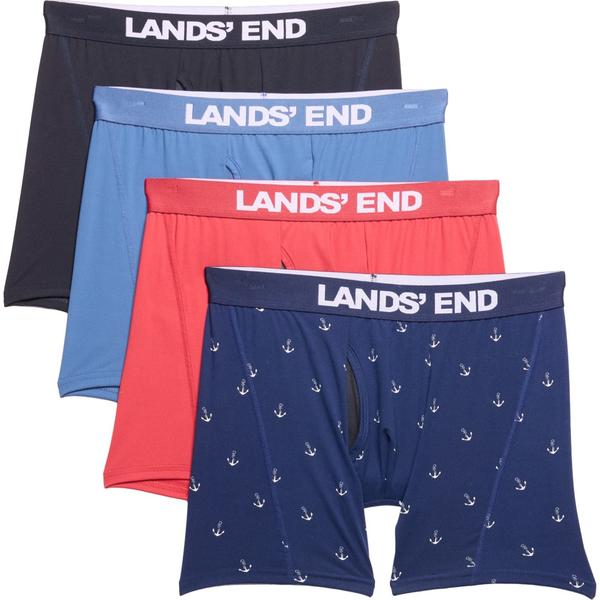 Men'S Underwear - ランズエンド メンズ アンダーウェア ボクサーパンツ ニット Lands' End Knit Boxer Briefs - 4-Pack Multi マルチカラー