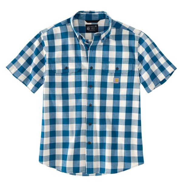 カーハート メンズ トップス シャツ トール Carhartt 106140 Big and Talloose Fit Midweight Plaid Shirt - Short Sleeve Deep Lagoon チェック