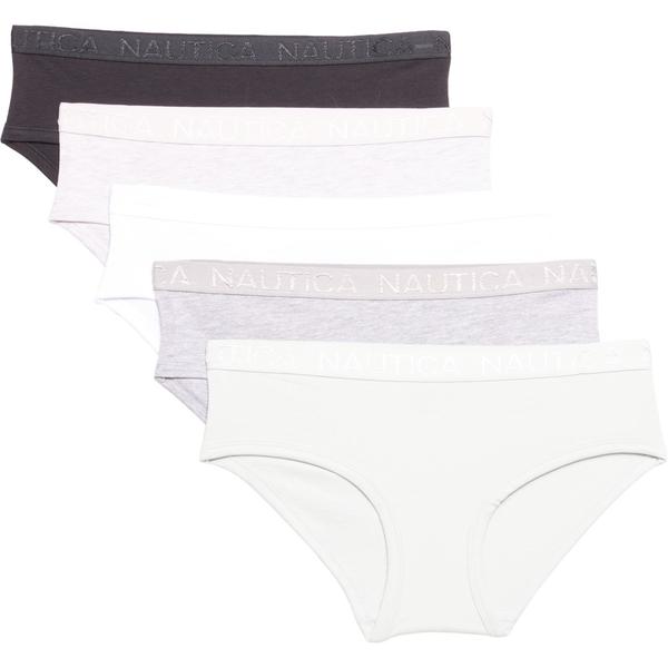 ナウティカ レディース アンダーウェア パンツ コットン Nautica Solid Organicotton Panties - 5-Pack Hipster Medium Heather Grey/Zen Garden/Black/White/Light H ホワイト