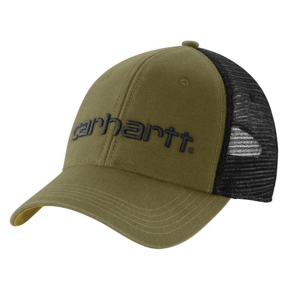 カーハート メンズ アクセサリー 帽子 メッシュ キャップ ロゴ グラフィック Carhartt 101195 Canvas Mesh-Back Logo Graphic Baseball Cap Dark Bronzed Green グリーン