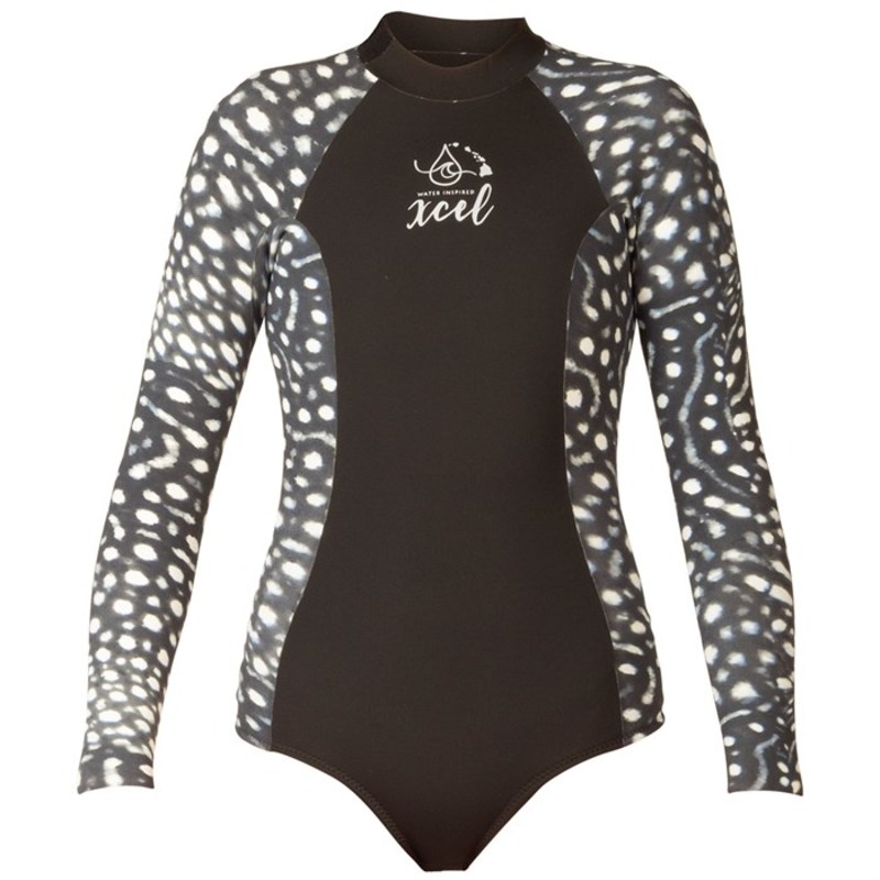 【送料無料】 エクセル レディース 上下セット 水着 XCEL Water Inspired Axis 2mm Long Sleeve Back Zip Springsuit - Women's Black/Whale Shark