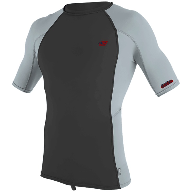 【送料無料】 オニール メンズ トップのみ 水着 O'Neill Premium Skins Short Sleeve Rashguard Raven/Cool Gray/Cool Gray