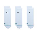 【送料無料】 スタンス メンズ 靴下 アンダーウェア Stance Icon Quarter 3-Pack Socks White