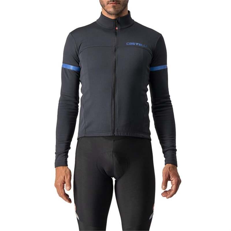 【送料無料】 カステリ メンズ Tシャツ トップス Castelli Fondo 2 Full Zip Jersey Light Black/Blue Reflex