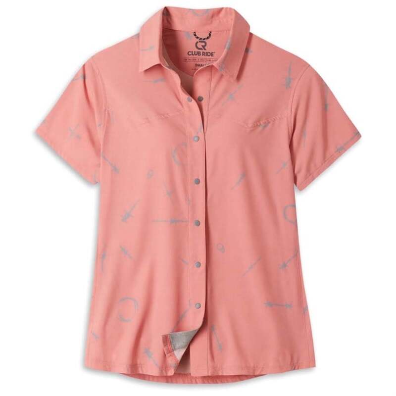 ̵ ֥饤 ǥ  ȥåץ Club Ride Bandara Shirt - Women's Mineral Red Barb Print