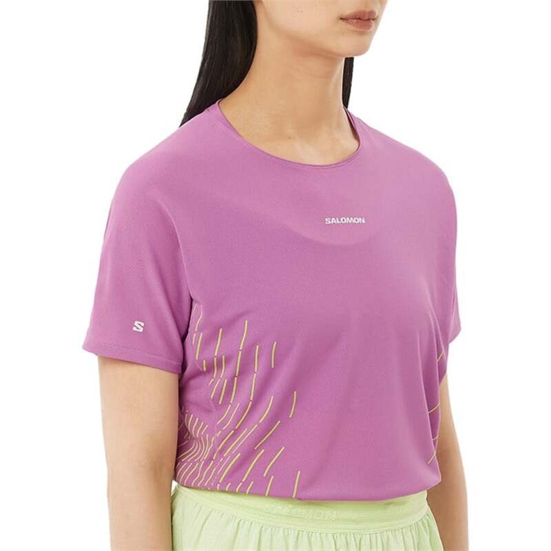 サロモン レディース トップス シャツ 半袖 Salomon Sense Aero Short-Sleeve GFX T-Shirt - Women's Iris Orchid/Acid Lime ライム
