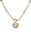 【送料無料】 アンクライン レディース ネックレス・チョーカー アクセサリー Gold Tone Pearl Crystal Motif Heart Beaded Short Pendant Necklace Pearl(4)