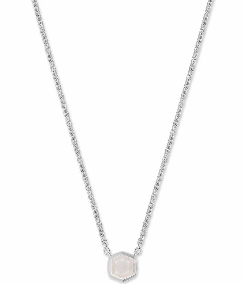 ケンドラスコット レディース アクセサリー ネックレス・チョーカー レース Kendra Scott Davie Pave Sterling Silver Short Pendant Necklace Rainbow Moonstone シルバー(4)