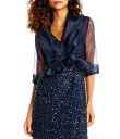 【送料無料】 アドリアナ パペル レディース マフラー・ストール・スカーフ アクセサリー Organza 3/4 Sleeve Tie Front Wrap Jacket Midnight