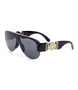 【送料無料】 ヴェルサーチ レディース サングラス・アイウェア アクセサリー Men's Ve4391 Shield 48mm Sunglasses Black