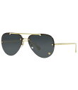 【送料無料】 ヴェルサーチ レディース サングラス・アイウェア アクセサリー Women's Ve2231 60mm Sunglasses Gold