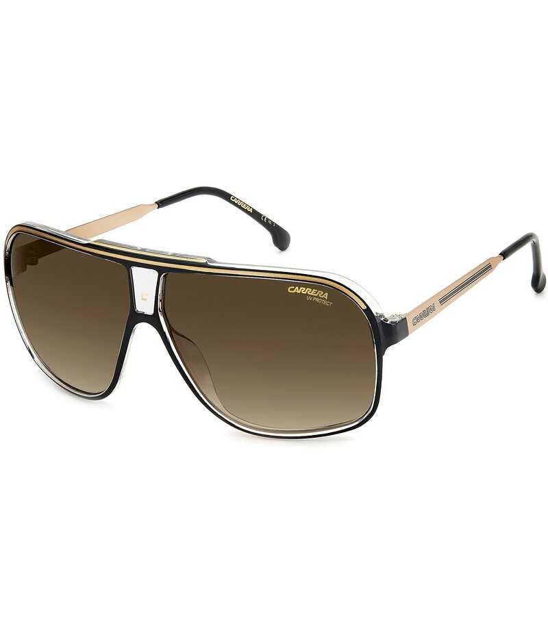 【送料無料】 カレーナ レディース サングラス・アイウェア アクセサリー Grandprix Rectangle Sunglasses Black Gold