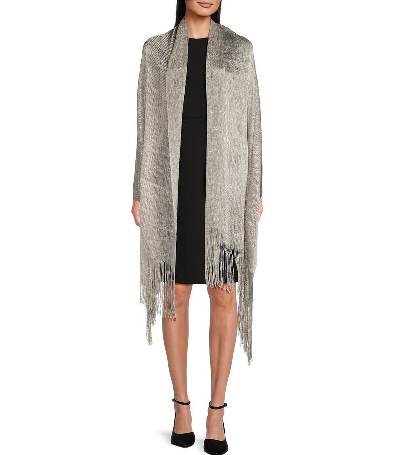 【送料無料】 セザンヌ レディース マフラー・ストール・スカーフ アクセサリー Glitter Fringe Oblong Scarf Silver