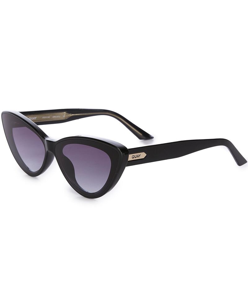 【送料無料】 クエイ レディース サングラス・アイウェア アクセサリー Women's Tempted 46mm Solid Lens Cat Eye Sunglasses Black/Smoke