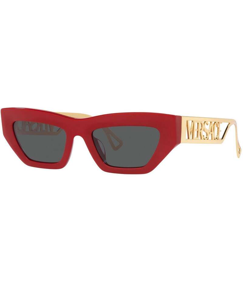 【送料無料】 ヴェルサーチ レディース サングラス・アイウェア アクセサリー Women's Cat Eye 90's Logo Sunglasses Red