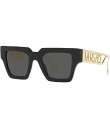 【送料無料】 ヴェルサーチ レディース サングラス・アイウェア アクセサリー Women's 50mm Square Sunglasses Dark Grey