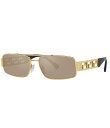 【送料無料】 ヴェルサーチ レディース サングラス・アイウェア アクセサリー Men's VE2257 Greca 60mm Gold Rectangle Su...