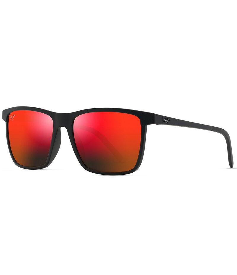 【送料無料】 マウイジム レディース サングラス・アイウェア アクセサリー Men's One Way 55mm Rectangular Polarized Sunglasses Black Matte