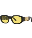 【送料無料】 ヴェルサーチ レディース サングラス・アイウェア アクセサリー Unisex Biggie 53mm Sunglasses Black Yello...