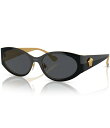 【送料無料】 ヴェルサーチ レディース サングラス・アイウェア アクセサリー Women's Ve2263 56mm Oval Sunglasses Black