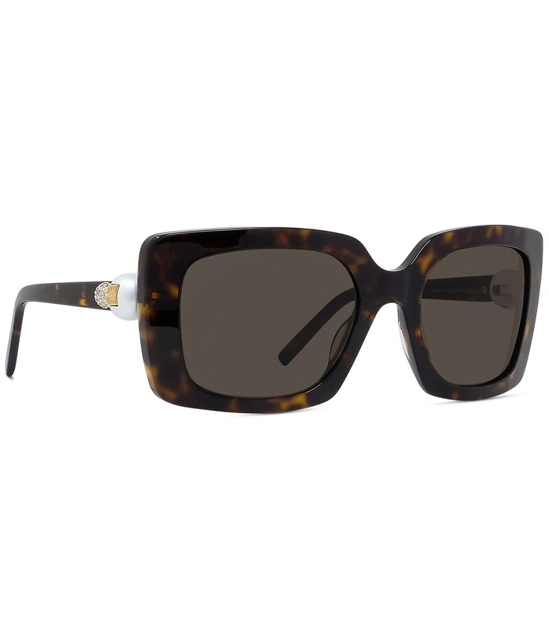 【送料無料】 ジバンシー レディース サングラス・アイウェア アクセサリー Women's Pearl 55mm Havana Rectangle Sunglasses Shiny Dark Havana