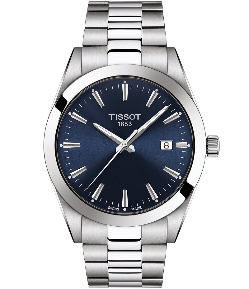 ティソット レディース アクセサリー 腕時計 Tシャツ Tissot Gentleman Stainless Steel Blue Dial Bra..