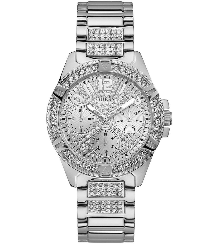 ゲス レディース アクセサリー 腕時計 Guess Women's Rhinestone Silver-Tone Multifunction Watch Silver シルバー