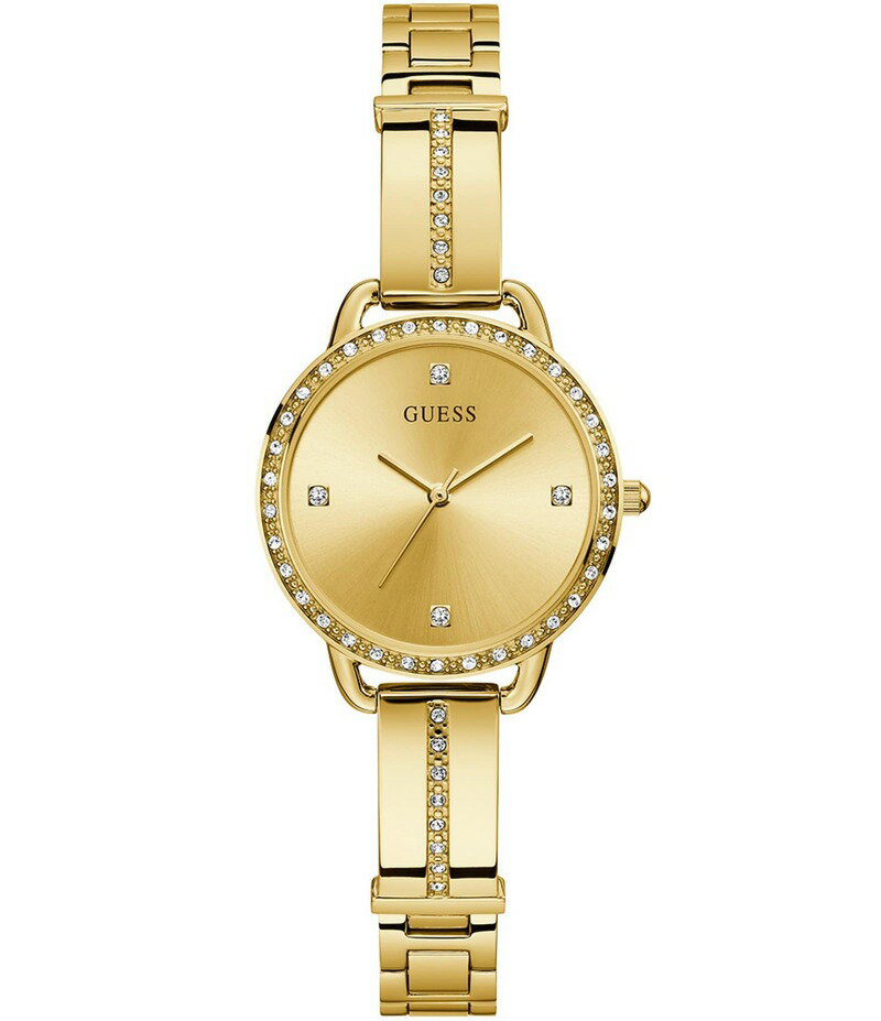【送料無料】 ゲス レディース 腕時計 アクセサリー Women's Gold-Tone Crystal Analog Watch Gold