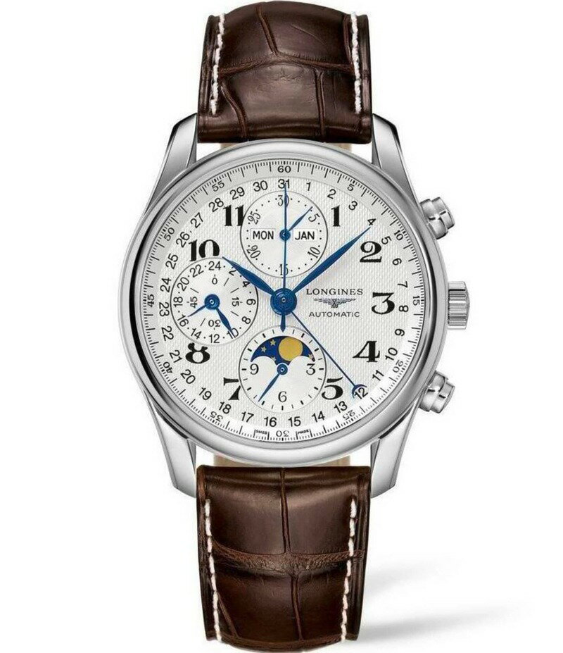 【送料無料】 ロンジン レディース 腕時計 アクセサリー Men's Master Collection Automatic Silver Dial Brown Leather Strap Watch Brown
