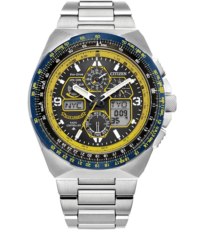 【送料無料】 シチズン レディース 腕時計 アクセサリー Men's Promaster Skyhawk A-T Chronograph 46mm Stainless Steel Bracelet Watch Silver