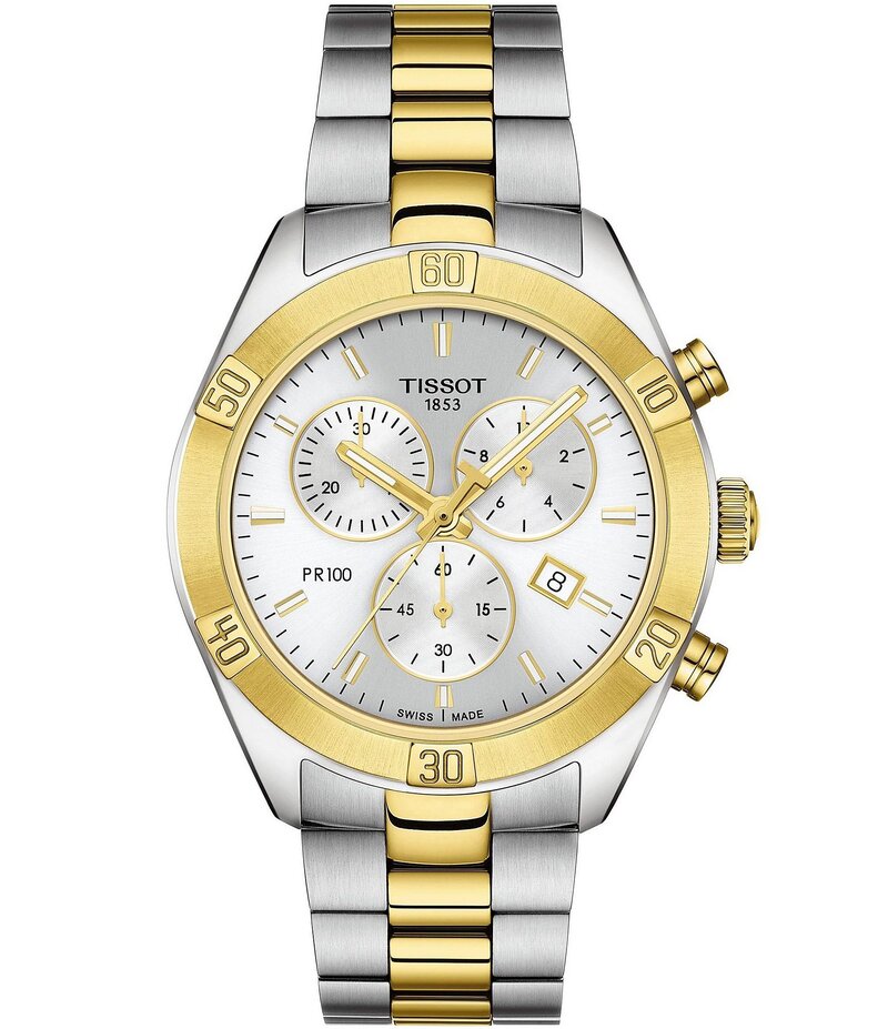 ティソット レディース アクセサリー 腕時計 カラーブロック Tissot PR 100 Sport Chic Colorblock Chronograph Watch Two Tone(2)