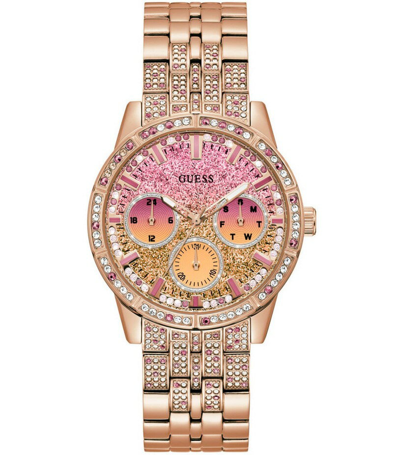 ゲス レディース アクセサリー 腕時計 Tシャツ Guess Women's Multifunction Rose Gold Glitz Stainless Steel Bracelet Watch Rose Gold ゴールド
