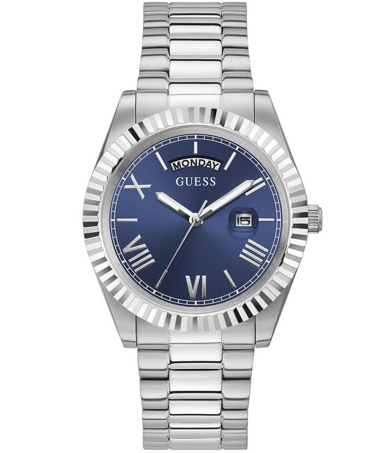 【送料無料】 ゲス レディース 腕時計 アクセサリー Men's Continental Analog Silver-Tone Bracelet Watch Silver