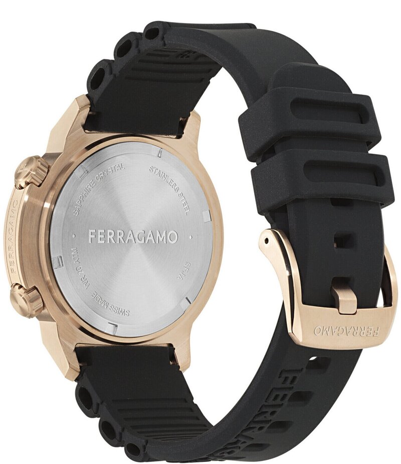 【送料無料】 サルヴァトーレ フェラガモ レディース 腕時計 アクセサリー Men's Nima Analog Rose Gold Black Silicone Strap Watch Black