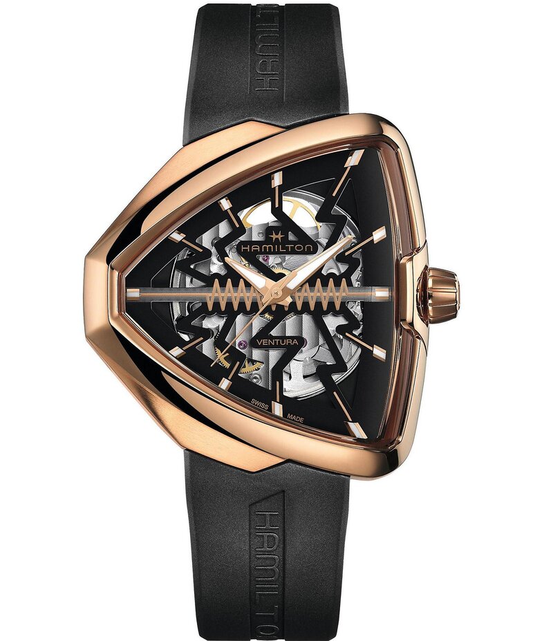ハミルトン レディース アクセサリー 腕時計 Hamilton Men's Ventura Elvis80 Skeleton Automatic Bracelet Watch Black ブラック