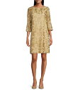 【送料無料】 キャロライン ローズ レディース ワンピース トップス Bella Soiree Embroidered Mesh Lace 3/4 Bell S...