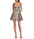 【送料無料】 ジャンビニ レディース ワンピース トップス Addison Satin Square Neck A-Line Drop Waist Mini Dress Fog