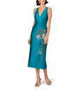 【送料無料】 アイダンマットックス レディース ワンピース トップス Stretch Mikado V-Neck Beaded Sheath Midi Dres...