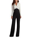 【送料無料】 タダシショージ レディース ワンピース トップス V-Neck Long SLeeve Lace Bodice Crepe Tuxedo Jump...