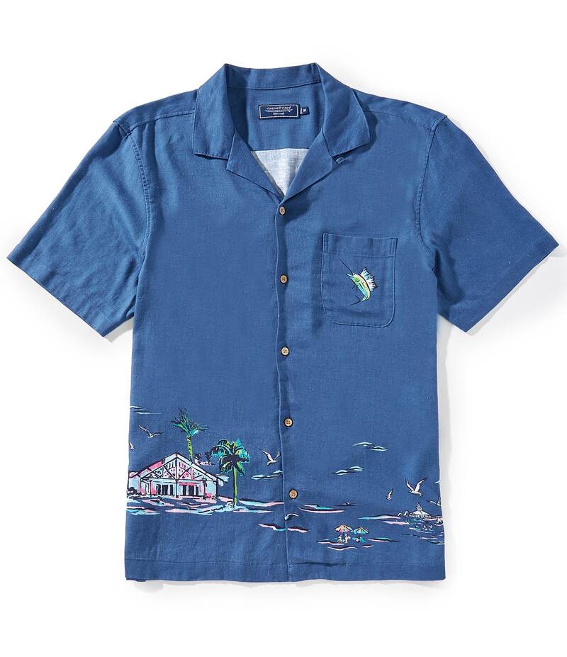 ヴァインヤードヴァインズ メンズ トップス シャツ プリント レース Vineyard Vines Placed Scenic Print Short Sleeve Woven Shirt Moonshine